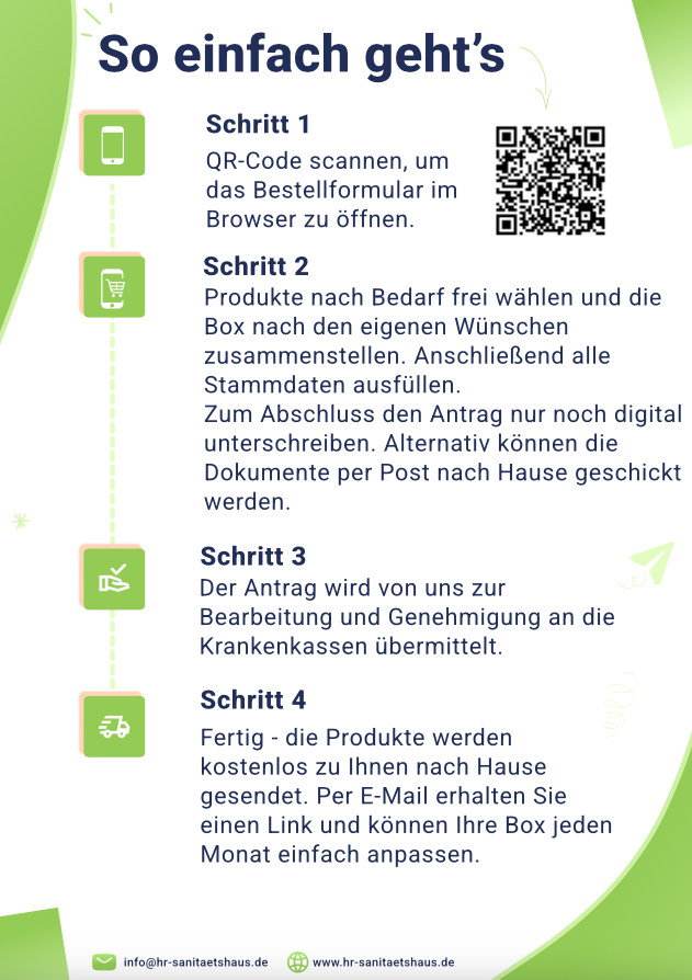 Sanitätshaus H&R_SaniUP_Pfegehilfsmittel digital bestellen_Flyer